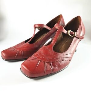 Naturalizer Red Leather Heel Mary Jane Shoes Size 7 1/2 M